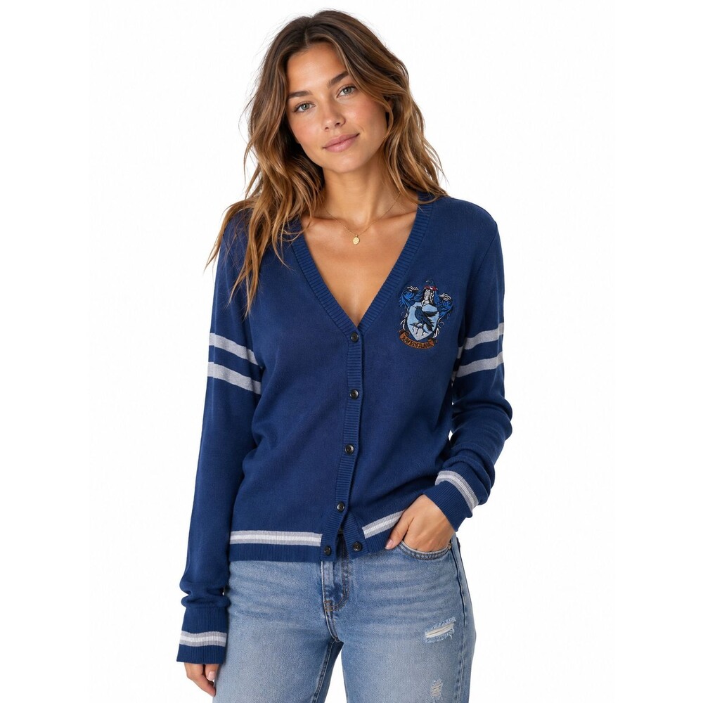 Harry Potter Ravenclaw Cardigan Sweater Size Large Blue Hogwarts Halloween